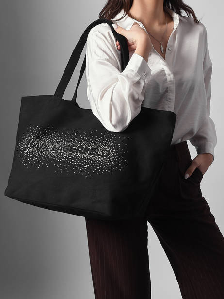 Shopper K/essential Rhinestone Logo Karl lagerfeld Zwart k essential B1W50087 ander zicht 1