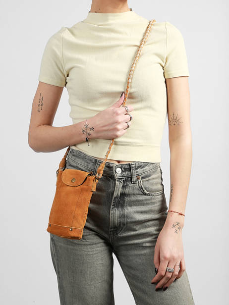 Cross Body Tas Brianna Leder Pieces Bruin brianna 17163616 ander zicht 1