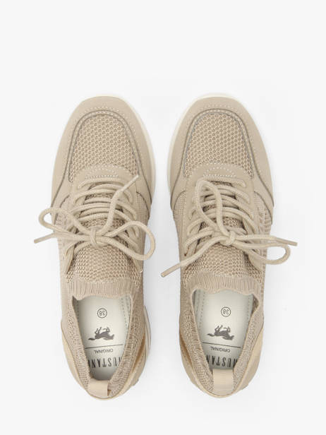 Sneakers Met Platformzool Mustang Beige women M0872001 ander zicht 3