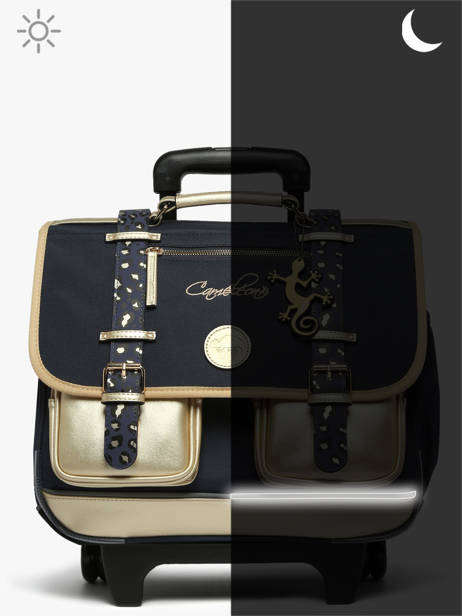 Boekentas Op Wieltjes 2 Compartimenten Cameleon Blauw vintage fantasy PBVGCR38 ander zicht 9